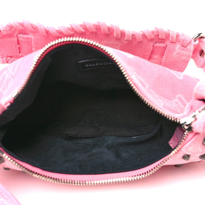 Balenciaga Denim BB Monogram Le Cagole Shoulder Bag XS Pink 5 of 11