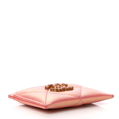 Chanel Iridescent Calfskin Quilted Chanel 19 Card Holder Pink 4 of 12