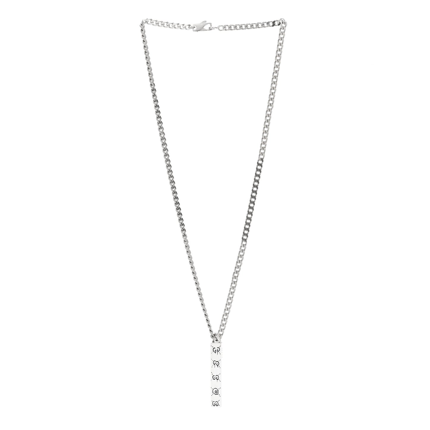 Sterling Silver Gucci Ghost Bar Pendant Necklace