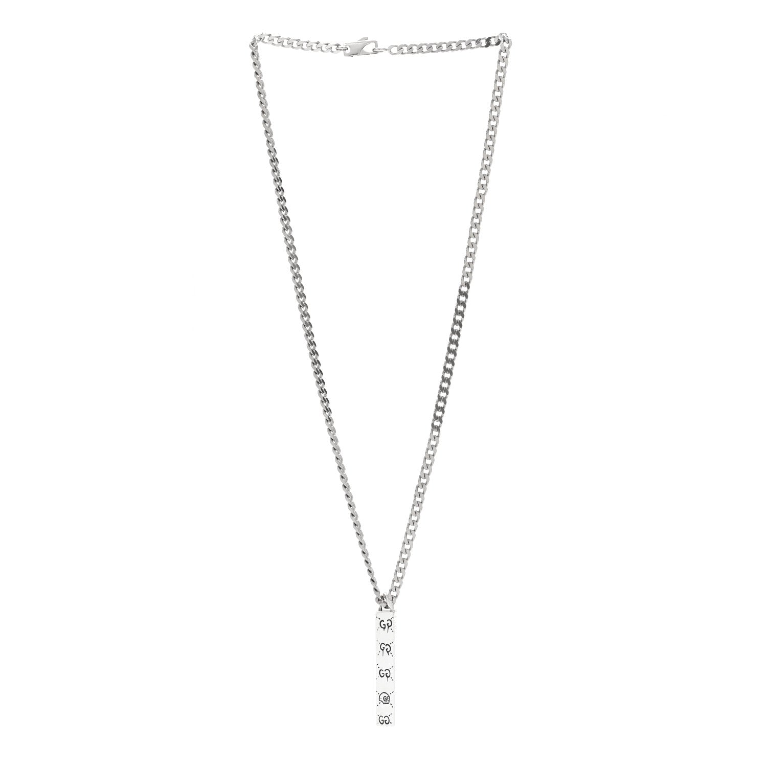 Gucci Sterling Silver Gucci Ghost Bar Pendant Necklace 3 of 5