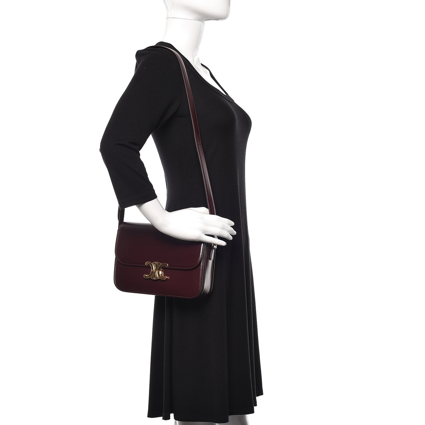Shiny Calfskin Medium Triomphe Burgundy