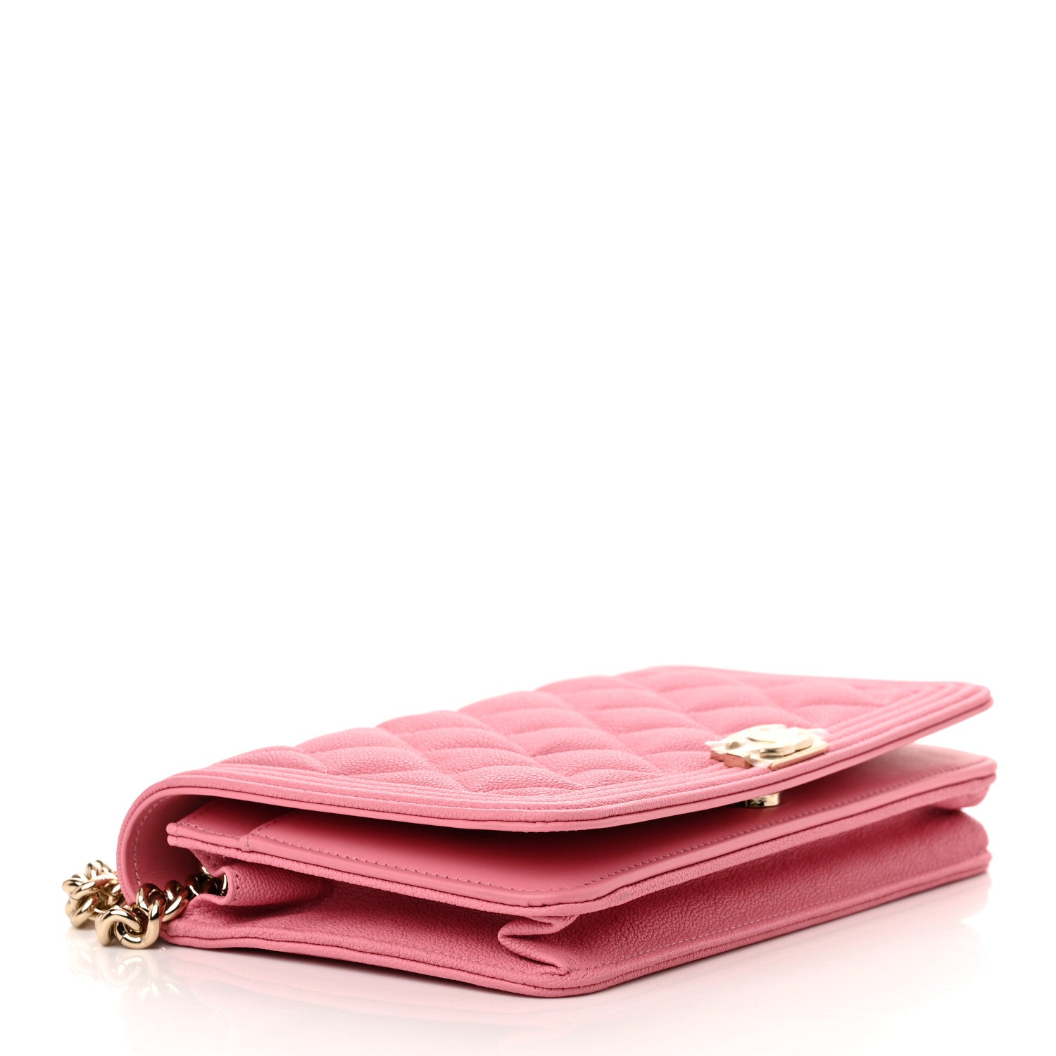 Chanel Caviar Quilted Boy Wallet On Chain WOC Pink 4 of 12