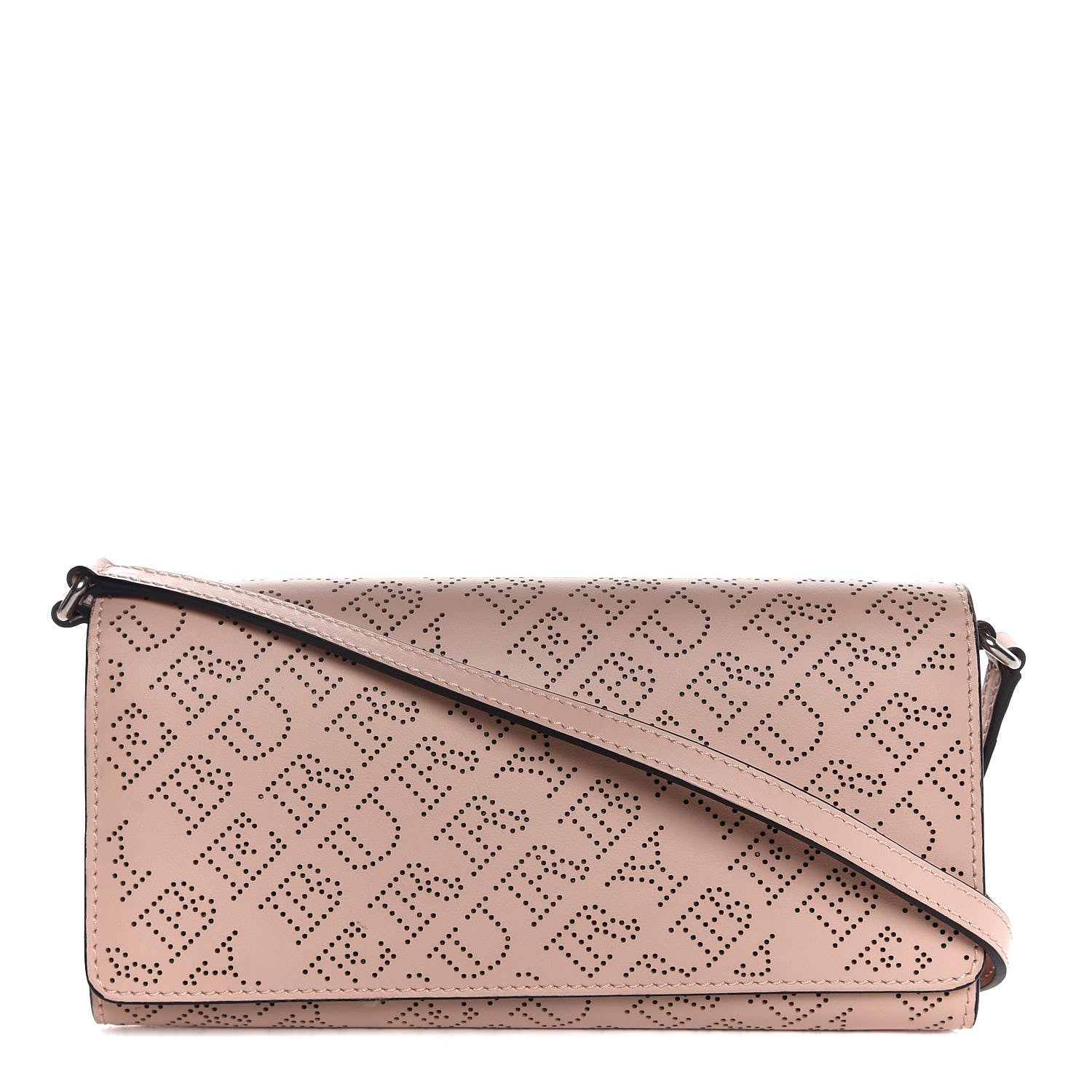 Burberry Calfskin Perforated Henley Wallet with Detachable Strap Pale Fawn Pink 1 of 8