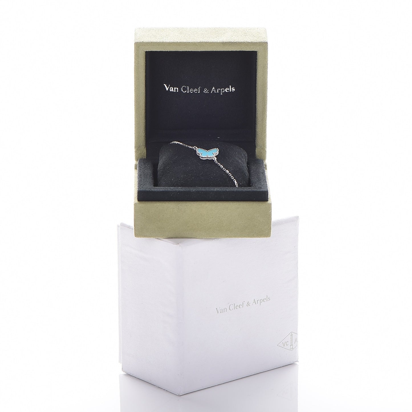 18K White Gold Turquoise Sweet Alhambra Butterfly Bracelet