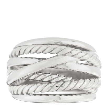 David Yurman Sterling Silver 18mm Wide Crossover Cable Ring 59 8.75 1 of 4
