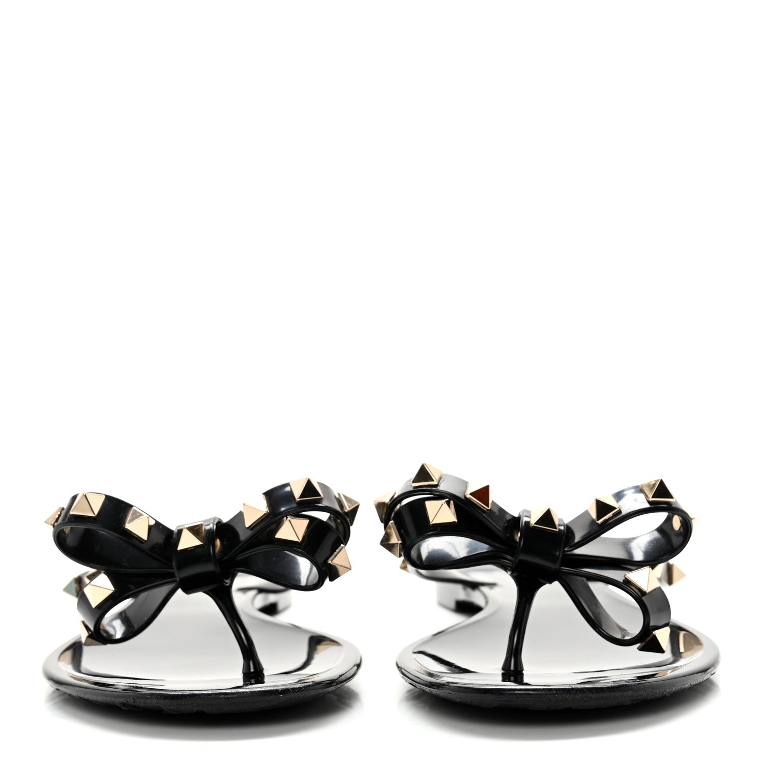 Valentino Garavani PVC Jelly Rockstud Bow Thong Sandals 38 Black 2 of 9