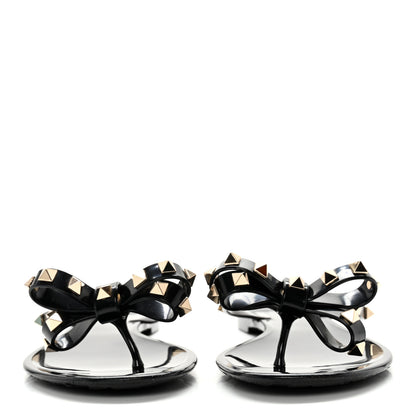 Valentino Garavani PVC Jelly Rockstud Bow Thong Sandals 38 Black 2 of 9