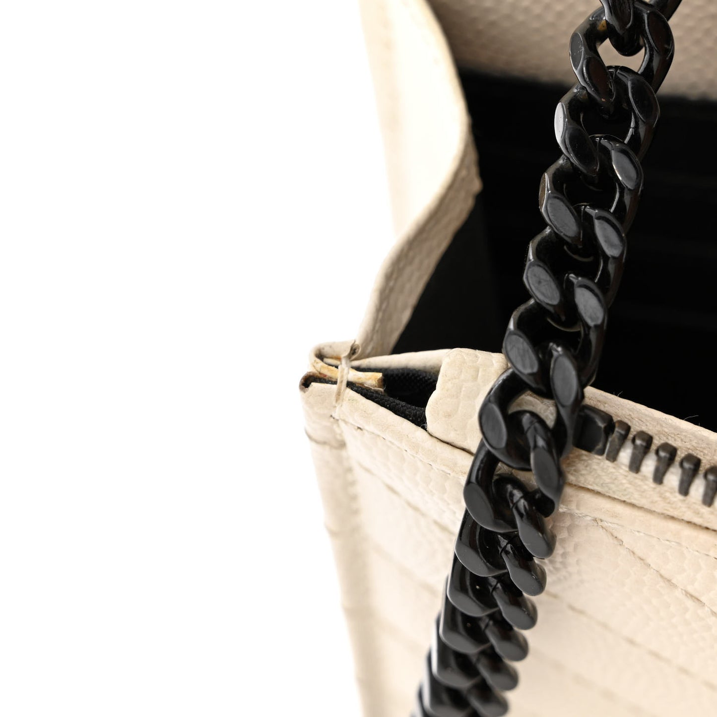 Grain De Poudre Matelasse Chevron Monogram Envelope Chain Wallet Dove White