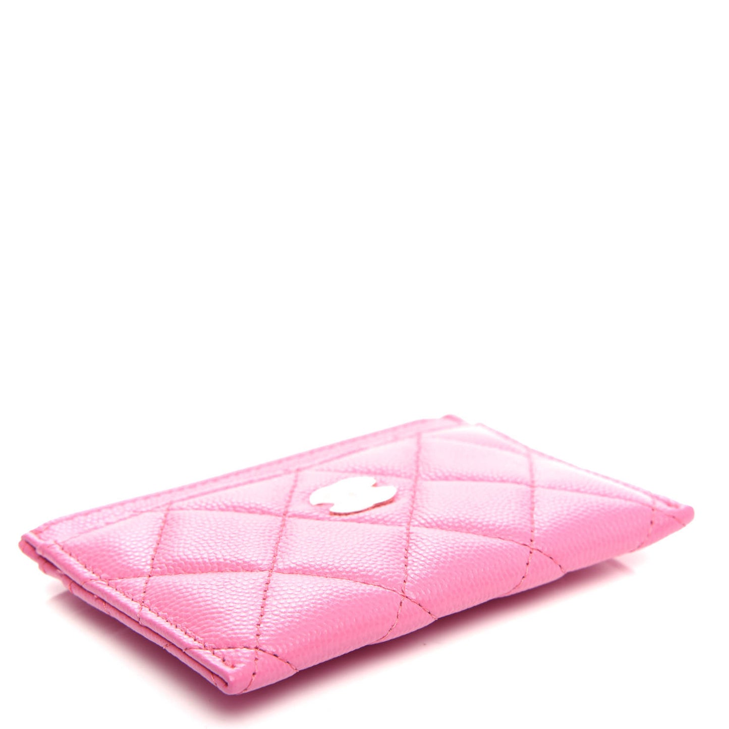 Caviar Quilted Card Holder Pink