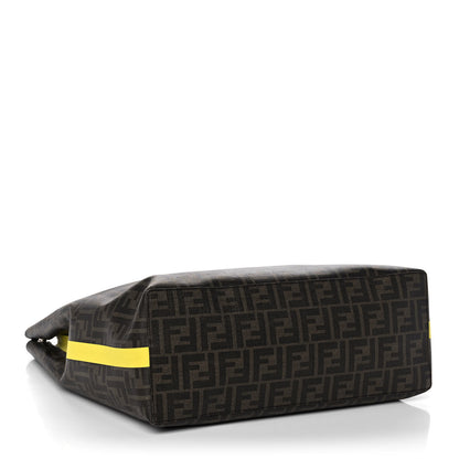 Fendi Glazed Fabric Vitello Century FF 1974 Roma Amor Tote Tobacco Moro Black Limone 4 of 14