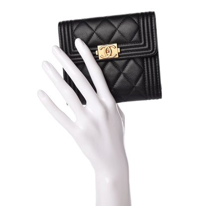 Chanel Caviar Quilted Compact Boy Wallet Black 2 of 9