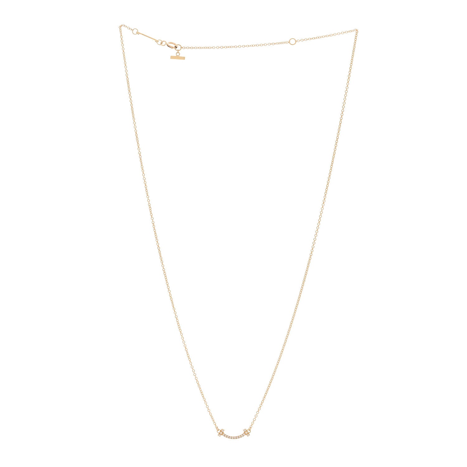 Tiffany 18K Yellow Gold Diamond Mini T Smile Pendant Necklace 3 of 5