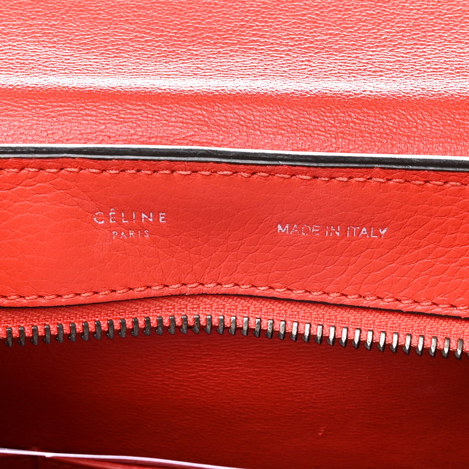 Celine Drummed Calfskin Suede Medium Trapeze Vermillion 6 of 9