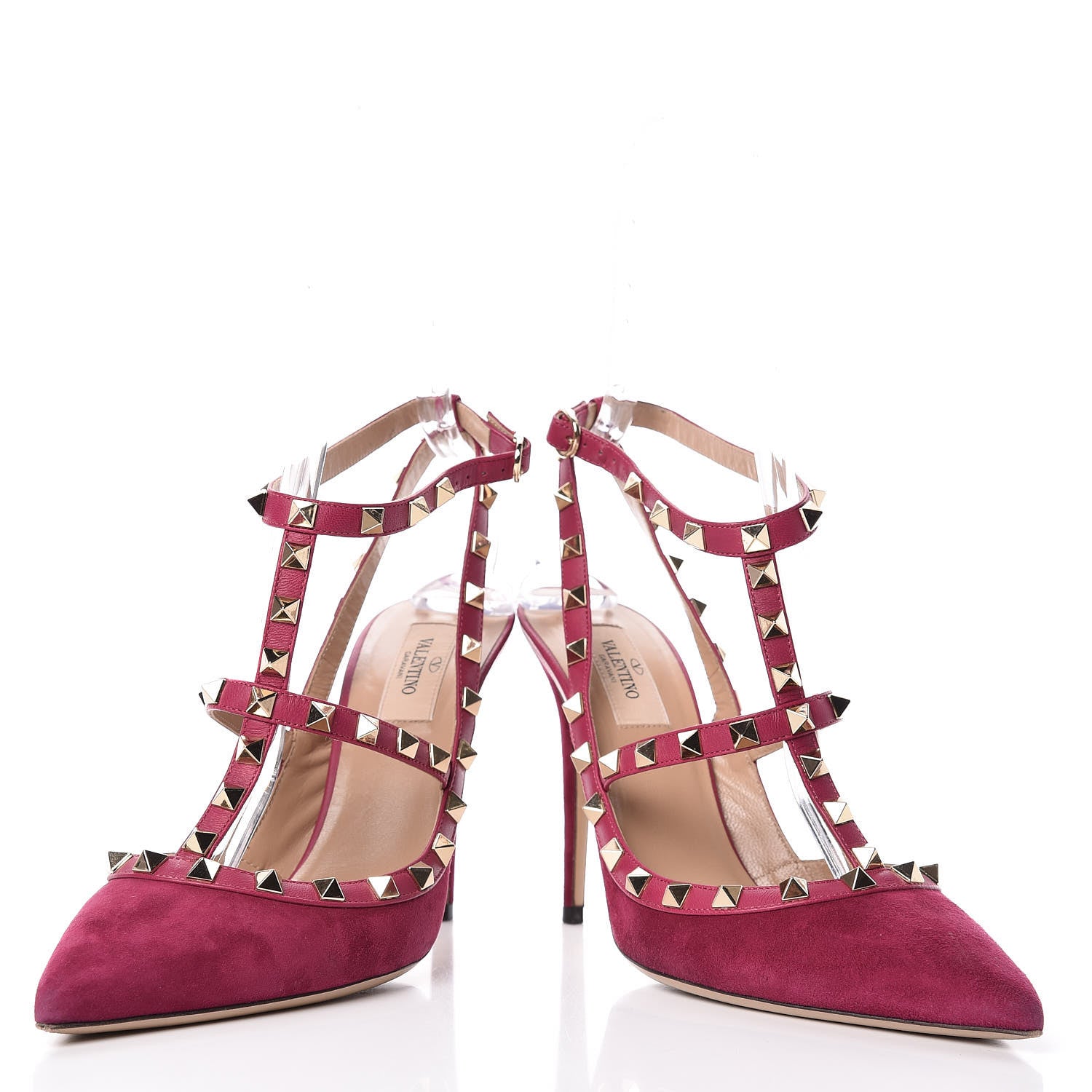 Valentino Garavani Suede Rockstud Ankle Strap Pumps 40 Camelia 6 of 12