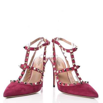 Valentino Garavani Suede Rockstud Ankle Strap Pumps 40 Camelia 6 of 12