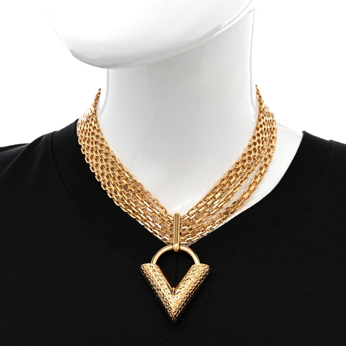 Essential V Guilloche Choker Gold