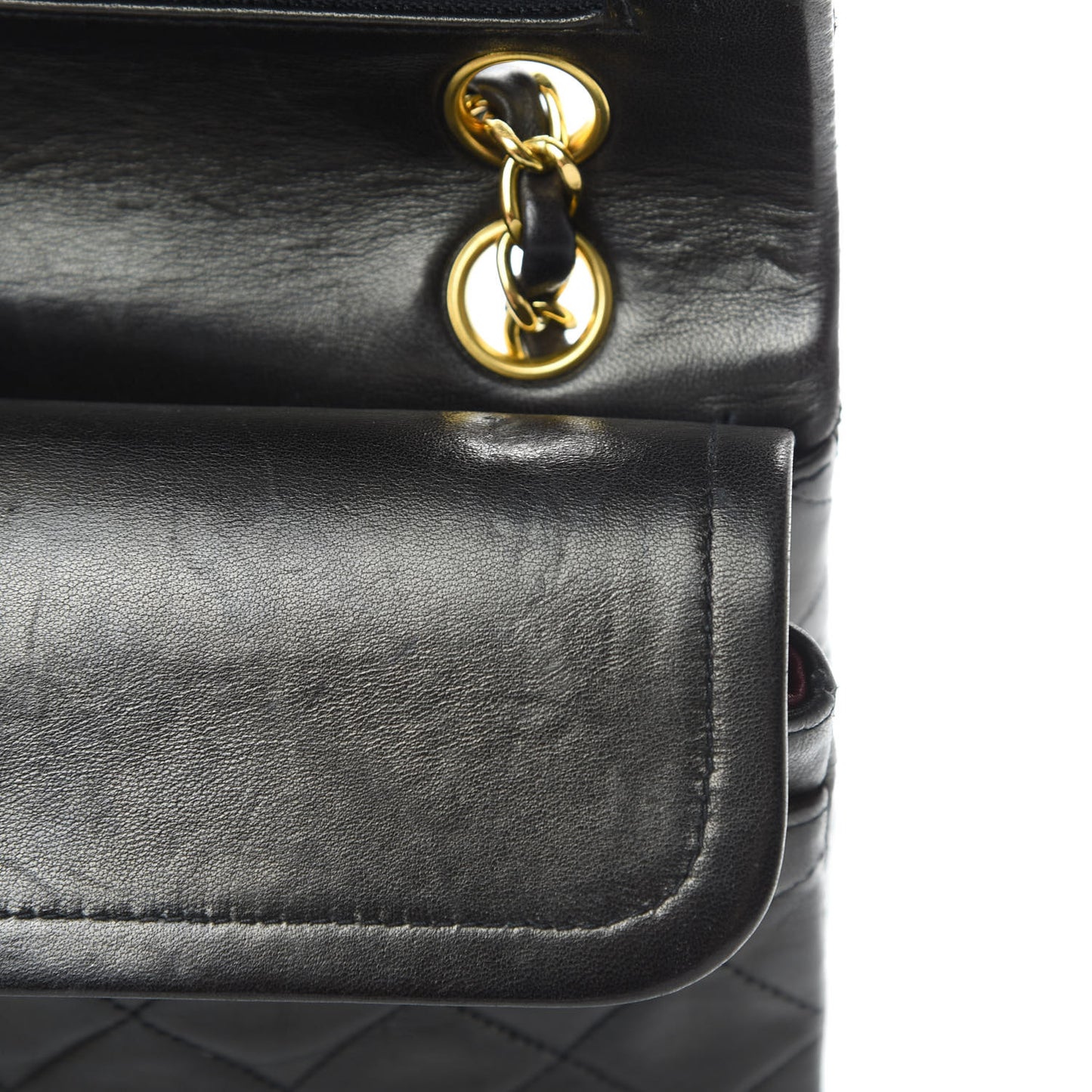 Lambskin Quilted Small Double Flap Black