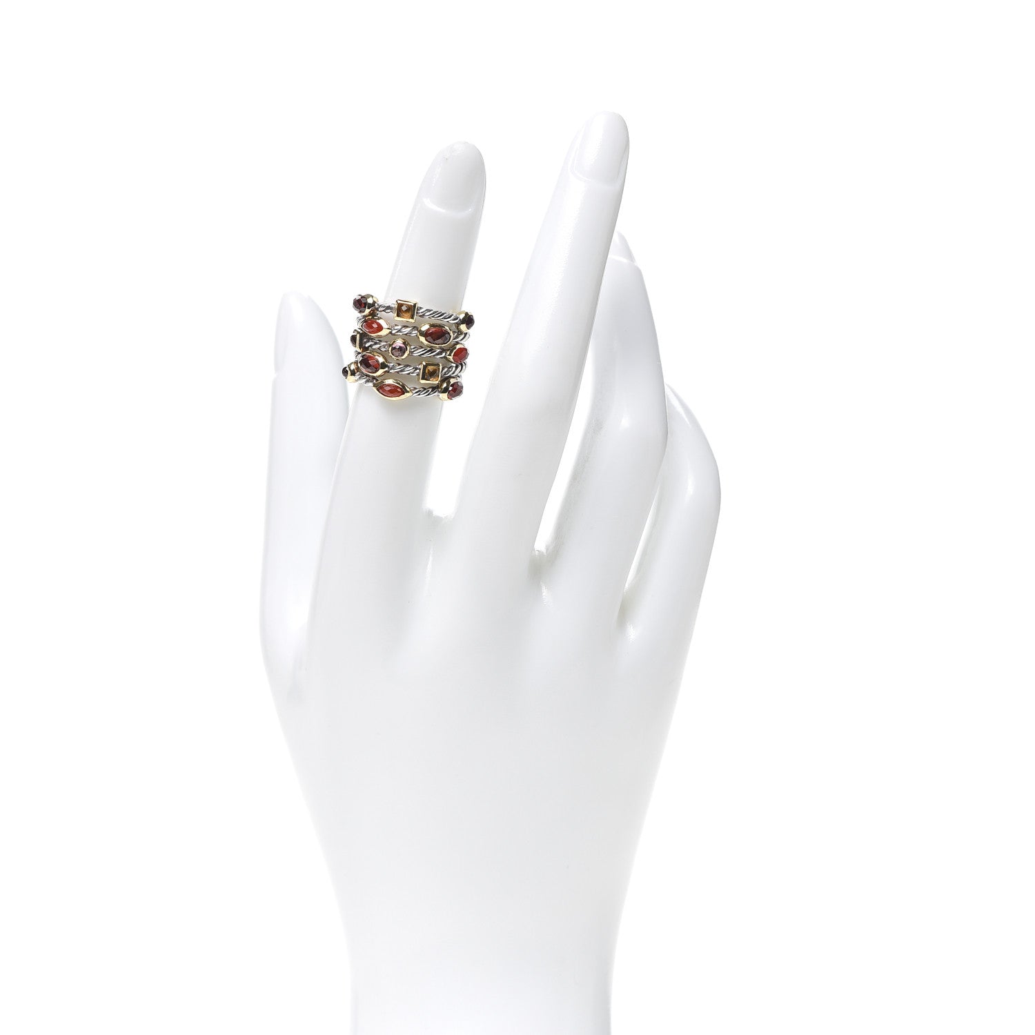 David Yurman Sterling Silver Carnelian Citrine Pink Tourmaline Garnet Confetti 5 Row Ring 49 4.75 2 of 4