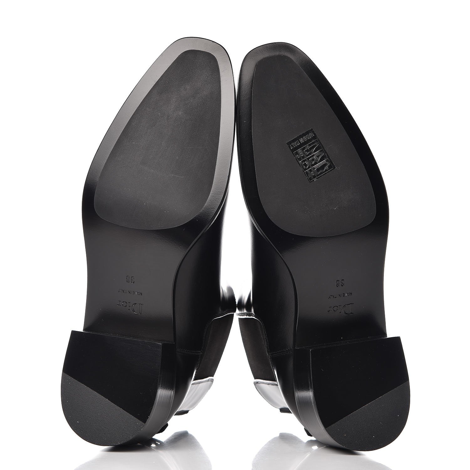 Christian Dior Glazed Calfskin Crystal Tomboy Ankle Boots 38 Black 5 of 9