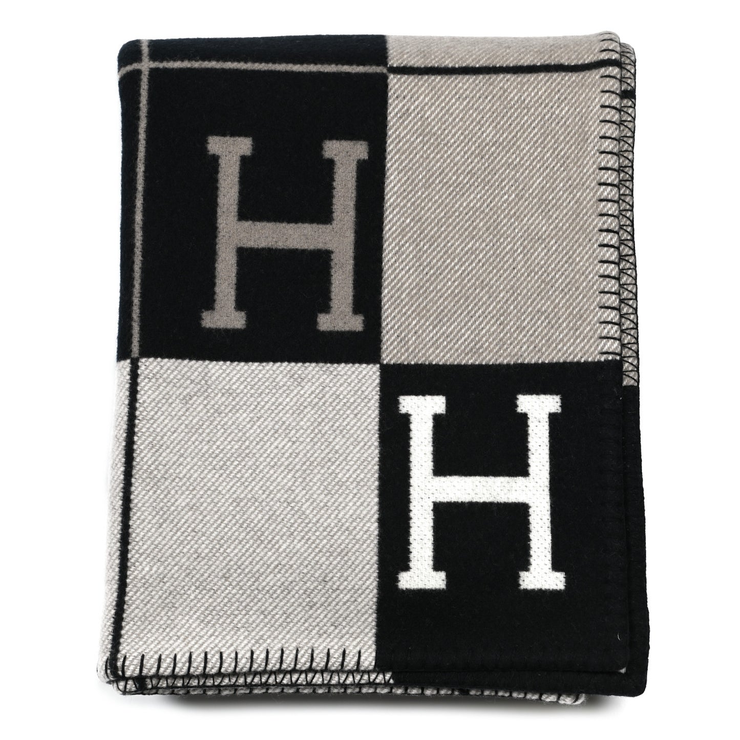 Wool Cashmere Avalon III Blanket Ecru Black