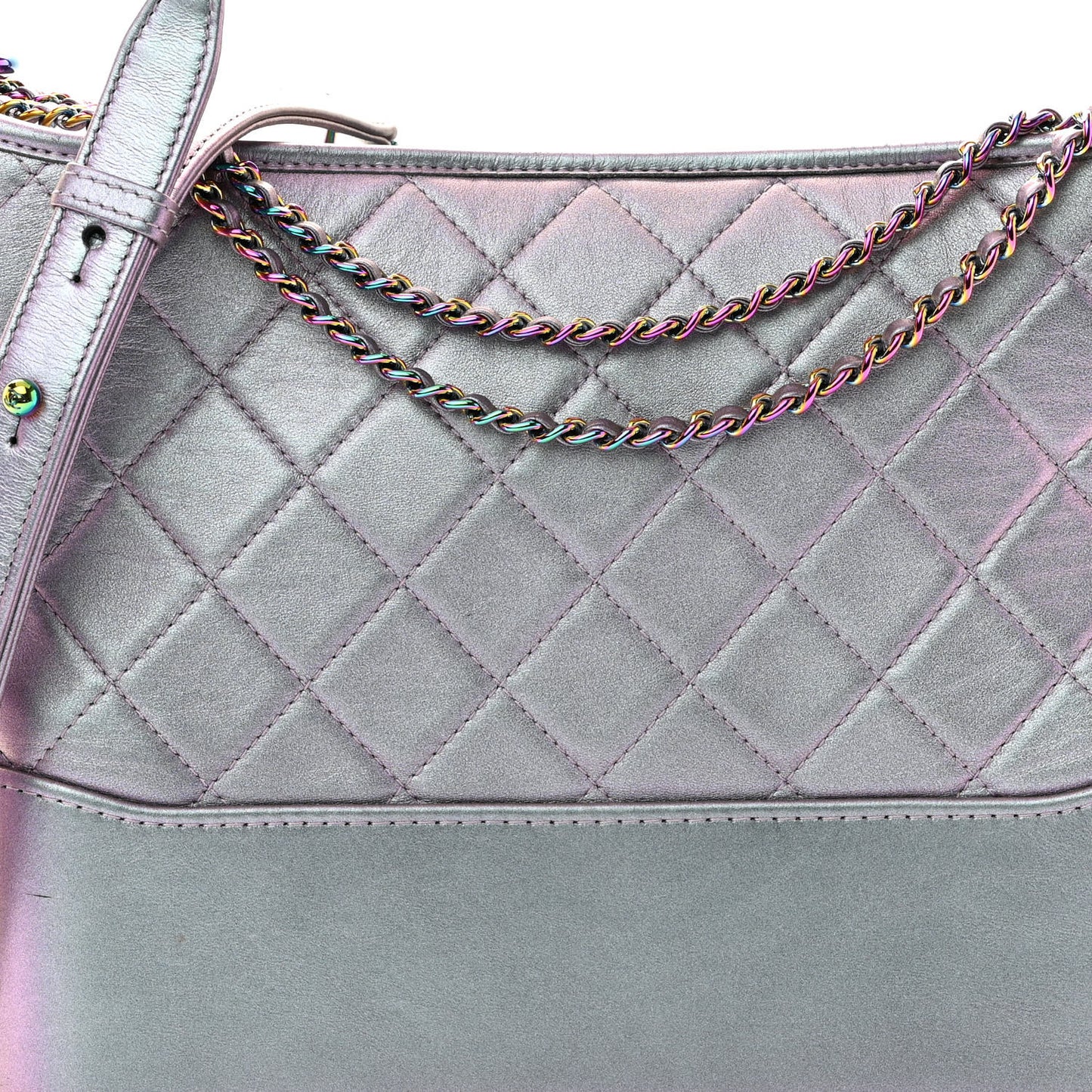 Iridescent Lambskin Calfskin Quilted Medium Gabrielle Hobo Light Purple