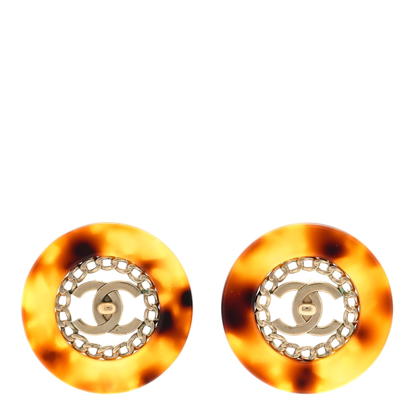 Resin CC Earrings Tortoise Gold