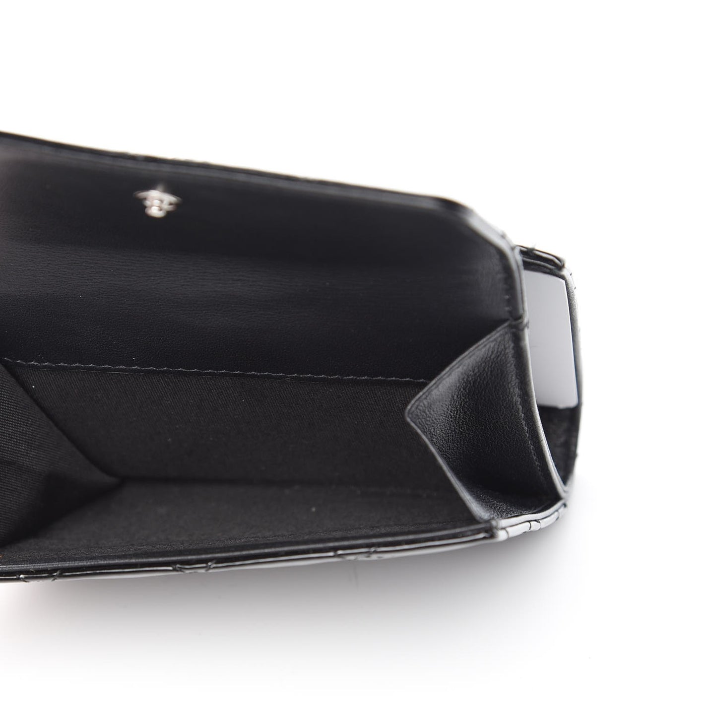 Patent Quilted Brilliant Compact Wallet Black