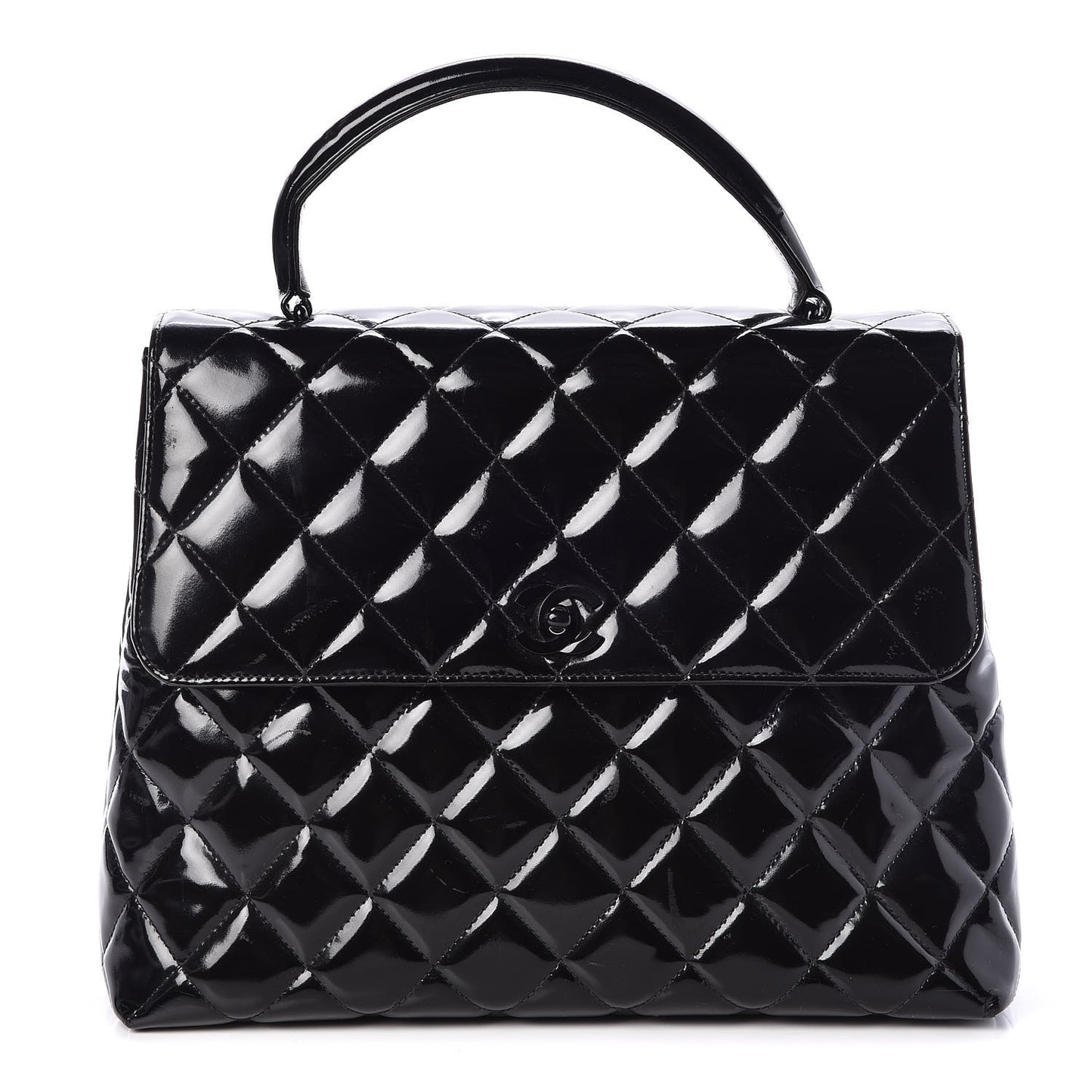Patent Quilted Jumbo Kelly Flap Black