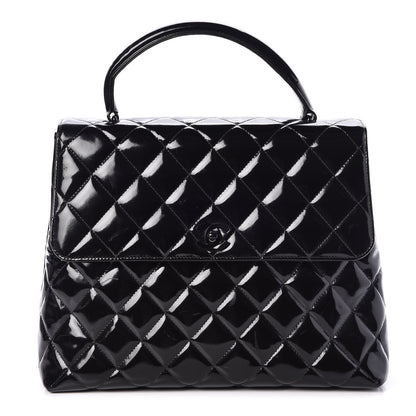 Chanel Patent Quilted Jumbo Kelly Flap Black 1 of 11