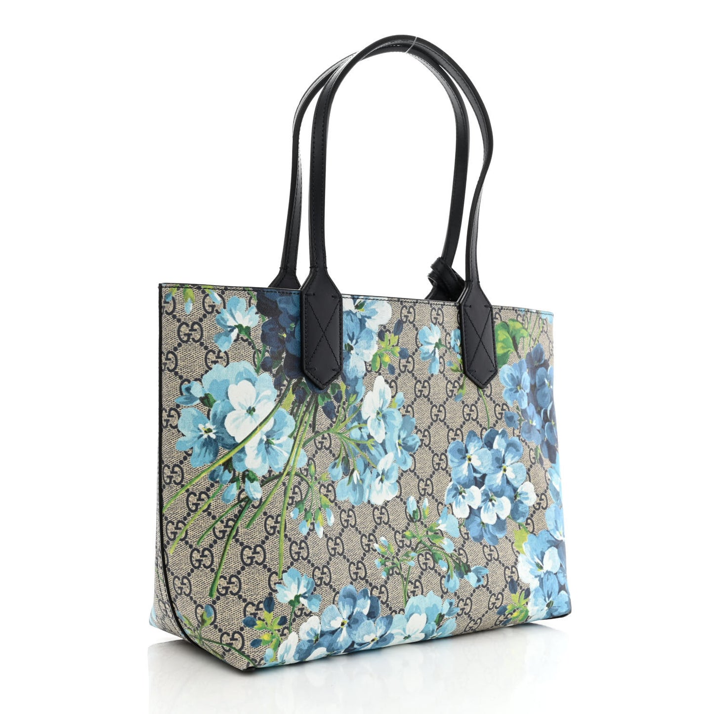 GG Supreme Monogram Blooms Small Reversible Tote Beige Blue Navy