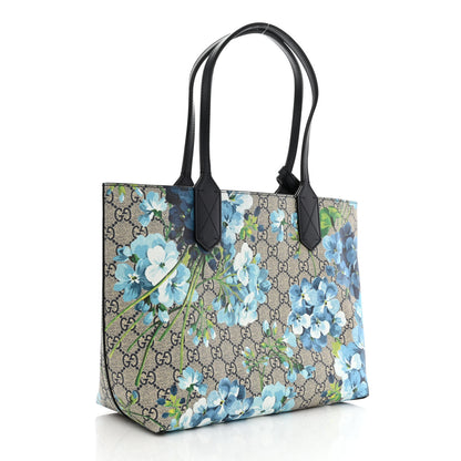 Gucci GG Supreme Monogram Blooms Small Reversible Tote Beige Blue Navy 3 of 17