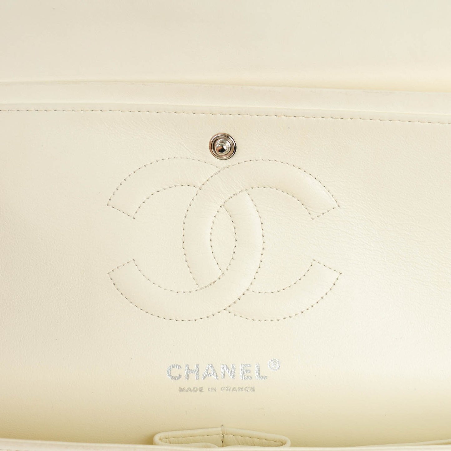 Lambskin Quilted Medium Double Flap White