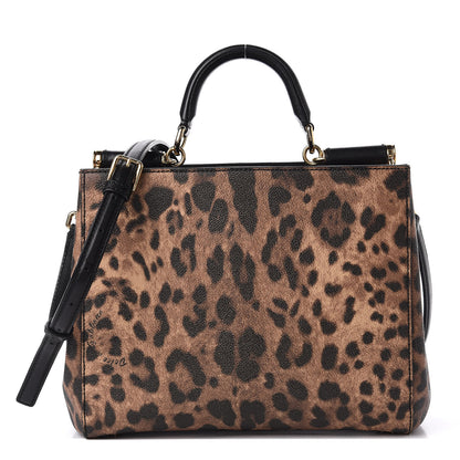 Dolce & Gabbana Dauphine Leopard Print Medium Miss Sicily Shopper Tote Naturale 1 of 12