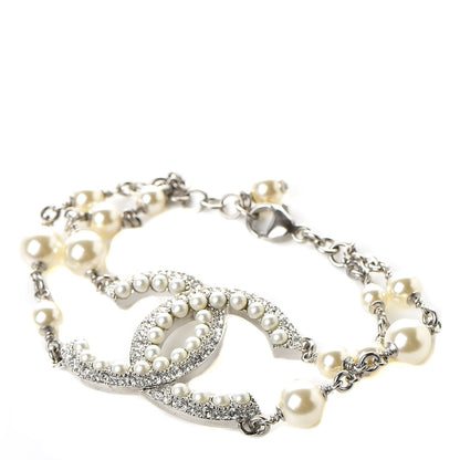 Chanel Pearl Crystal CC Bracelet Silver 1 of 4