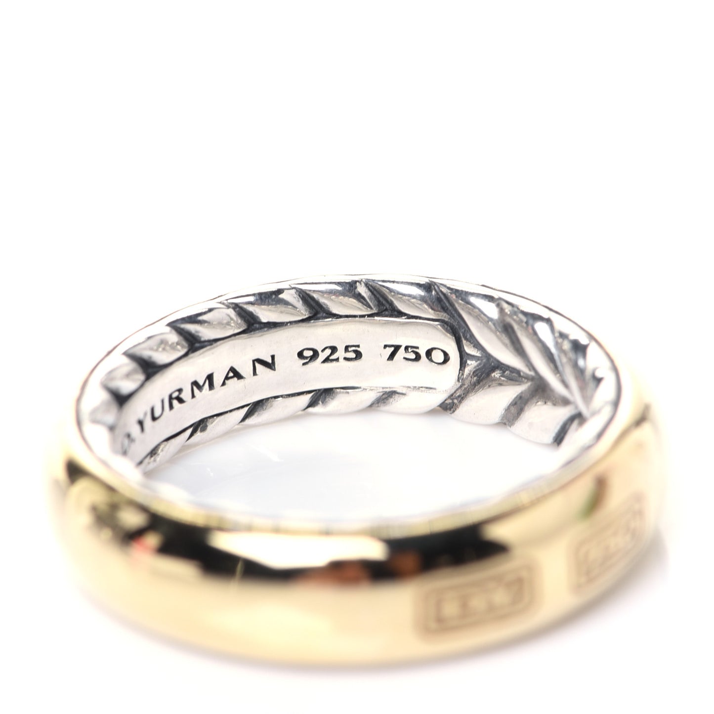 Sterling Silver 18K Yellow Gold 6mm Streamline Band Ring 60 9