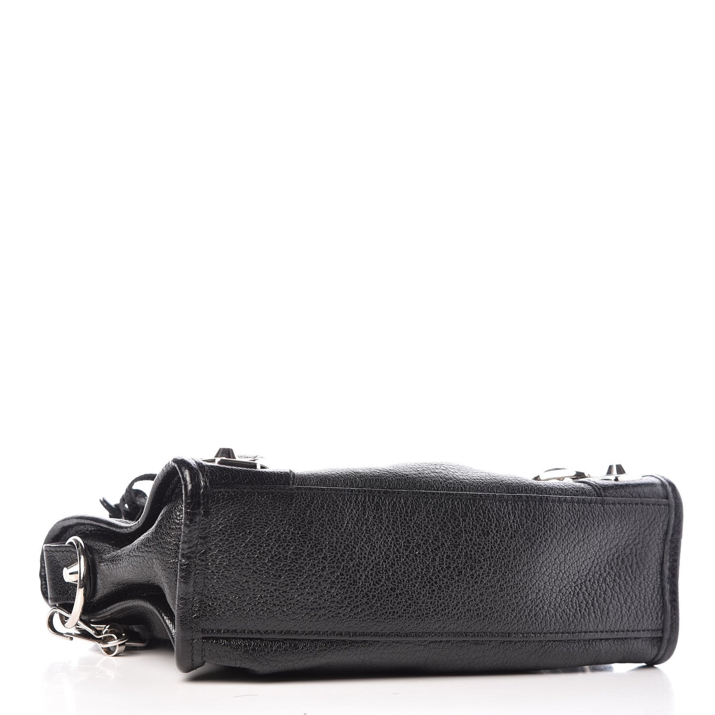 Chevre Silver Metallic Edge Hardware Mini City Black