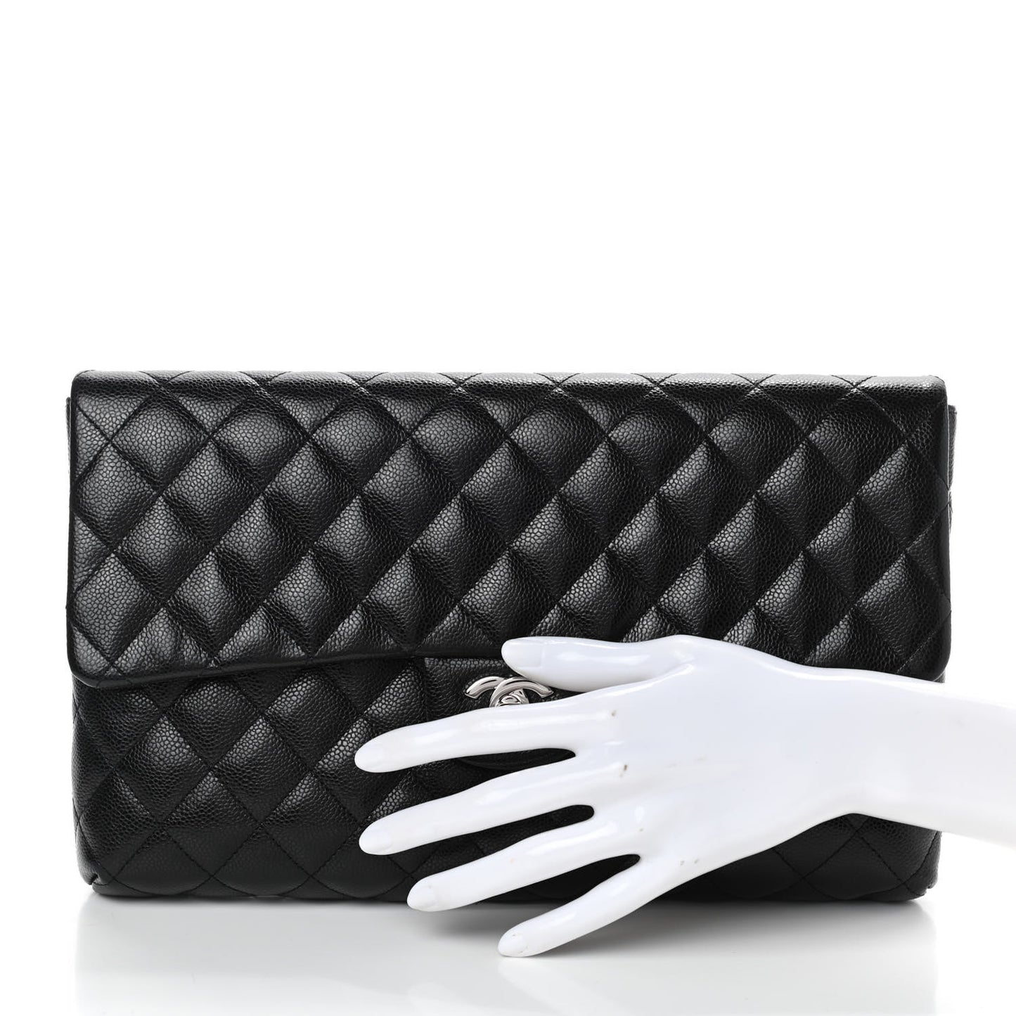 Caviar Quilted Flap Clutch Black