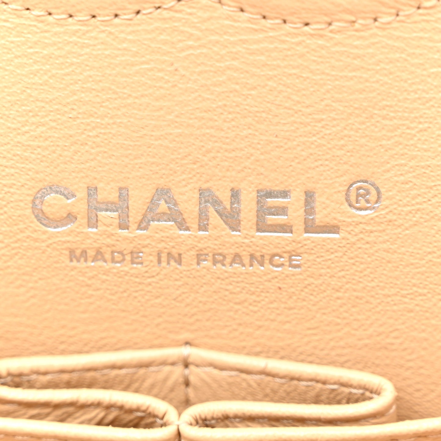 Lambskin Quilted Medium Double Flap Beige