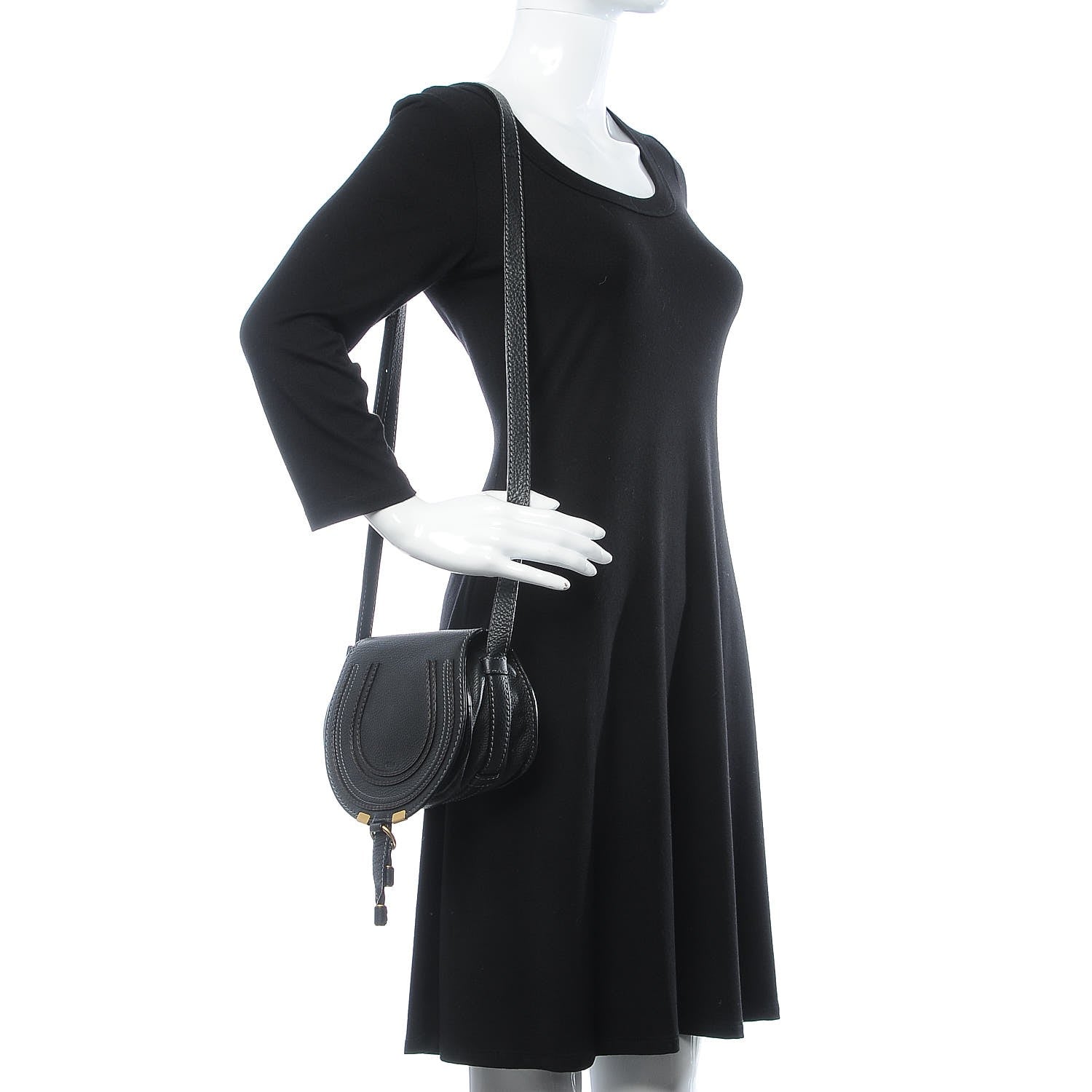 Chloe Calfskin Mini Marcie Round Crossbody Bag Black 2 of 7