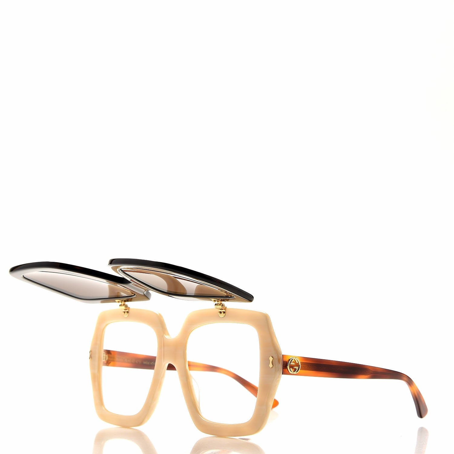 Gucci Acetate Oversized Flip Up Sunglasses GG0088S Tortoise 3 of 11