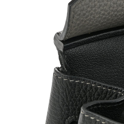 Hermes Togo Bi-Color Horseshoe Birkin 35 Etain Black 12 of 16
