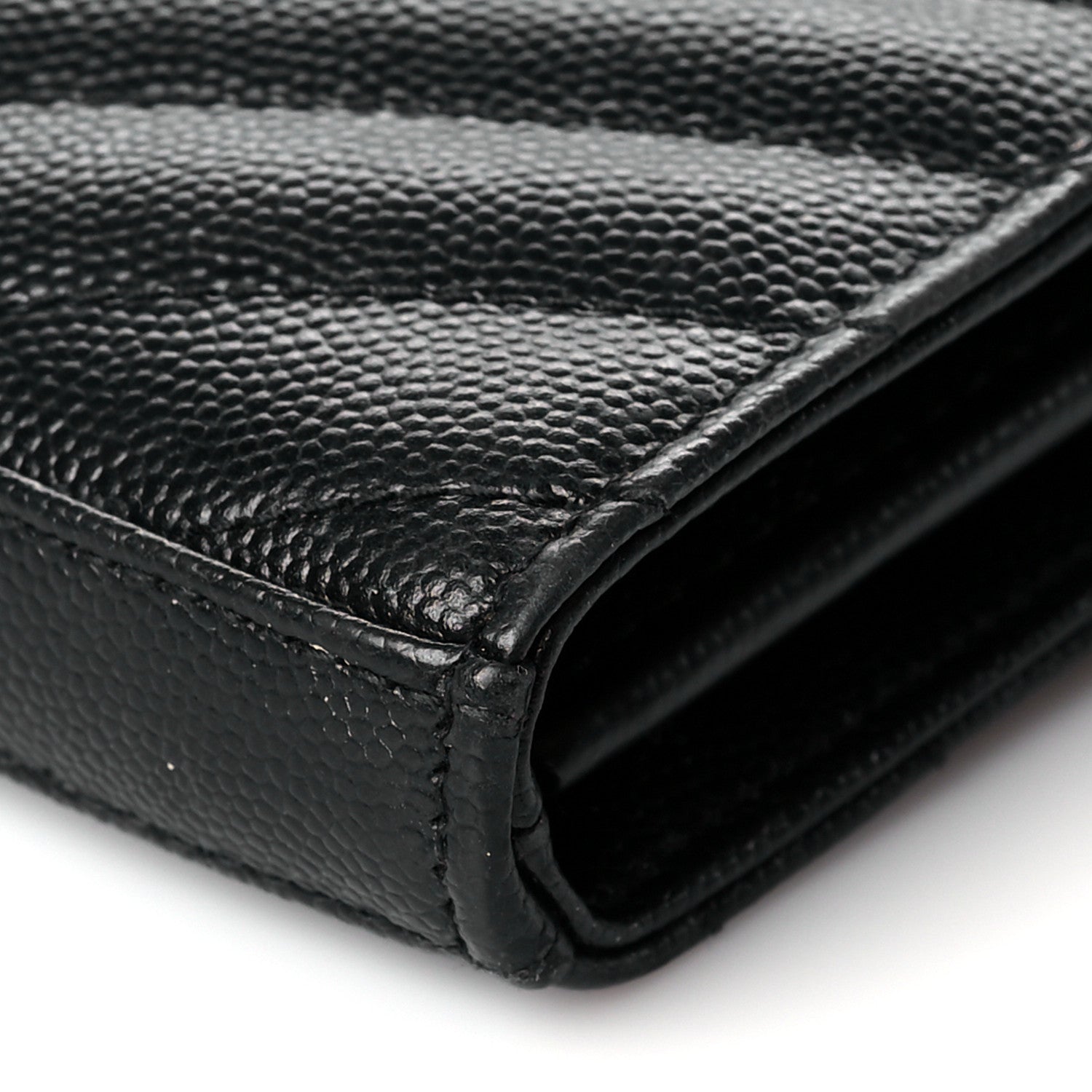 Saint Laurent Grain De Poudre Matelasse Chevron Monogram Chain Wallet Black 9 of 11