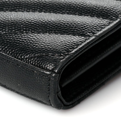 Saint Laurent Grain De Poudre Matelasse Chevron Monogram Chain Wallet Black 9 of 11
