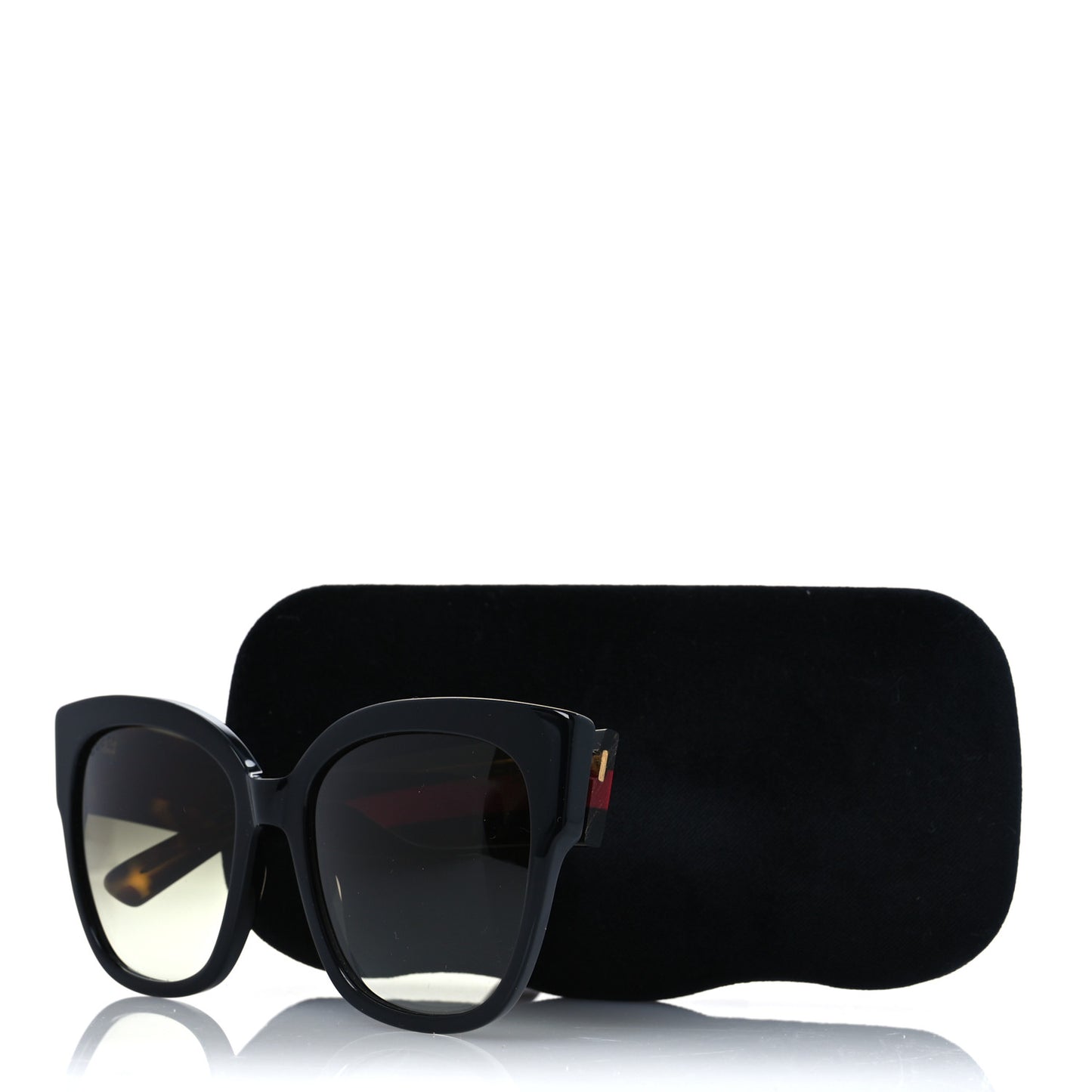 Acetate Square Frame Web Sunglasses GG0059S Black Tortoise