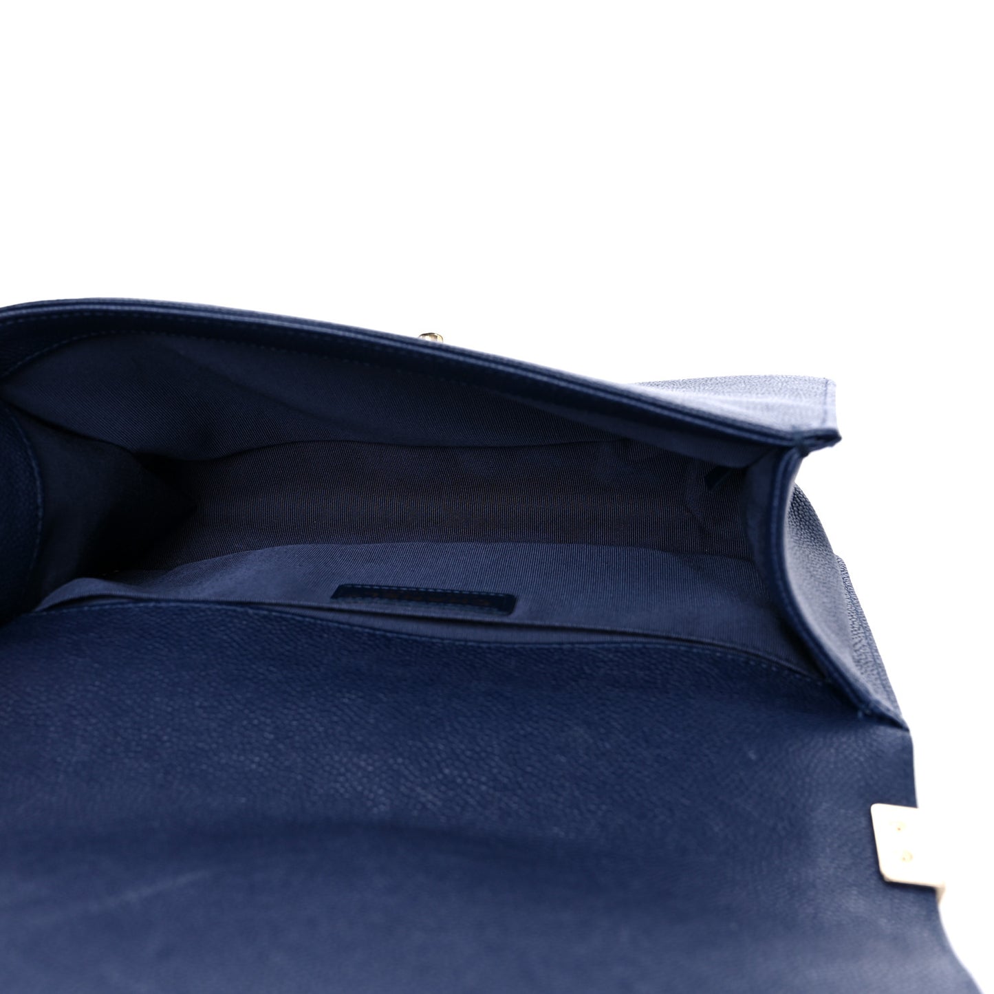 Caviar Chevron Quilted Medium Boy Flap Navy