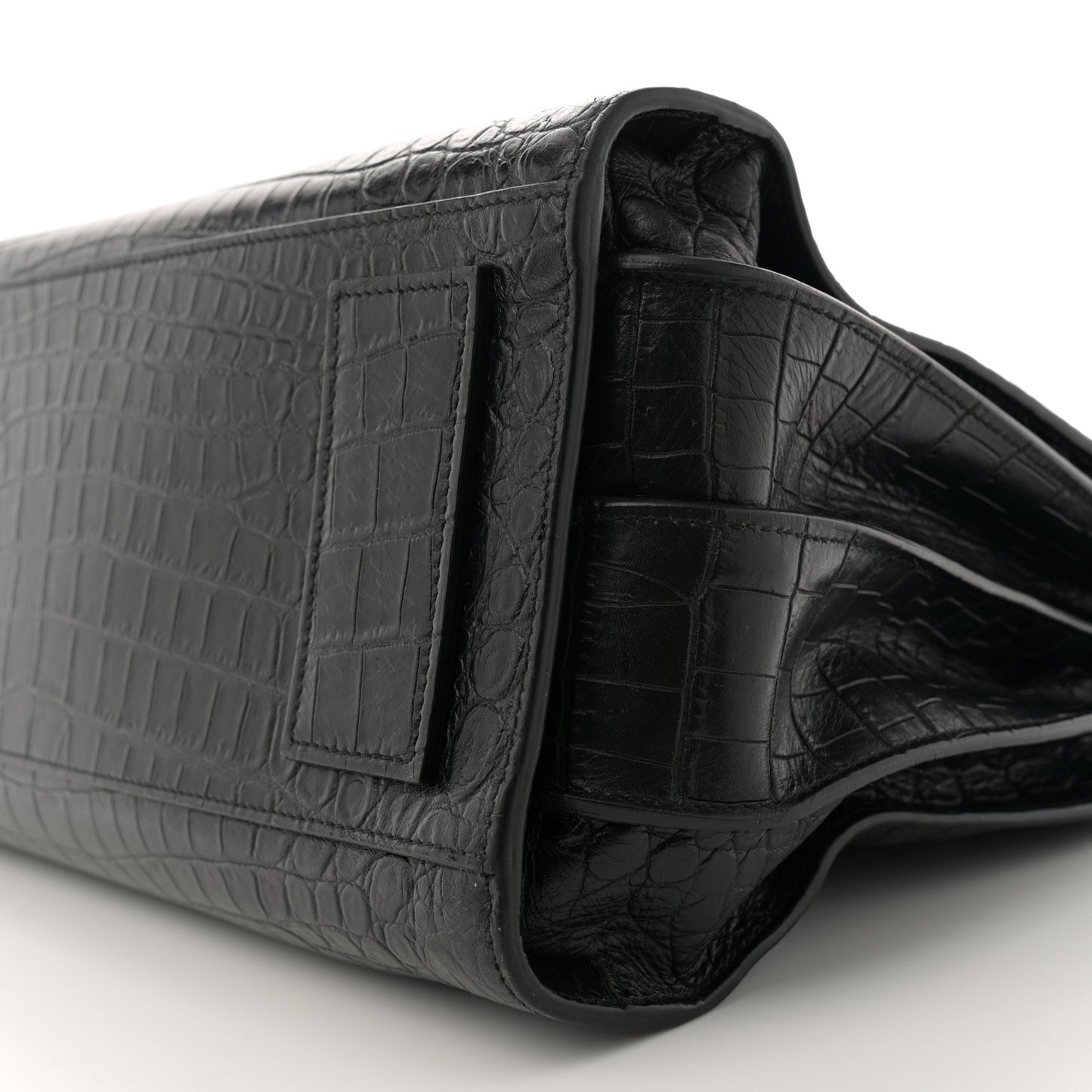 Calfskin Crocodile Embossed Large Souple Sac De Jour Black