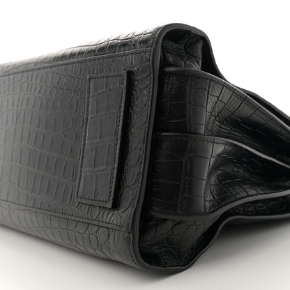 Saint Laurent Calfskin Crocodile Embossed Large Souple Sac De Jour Black 10 of 13