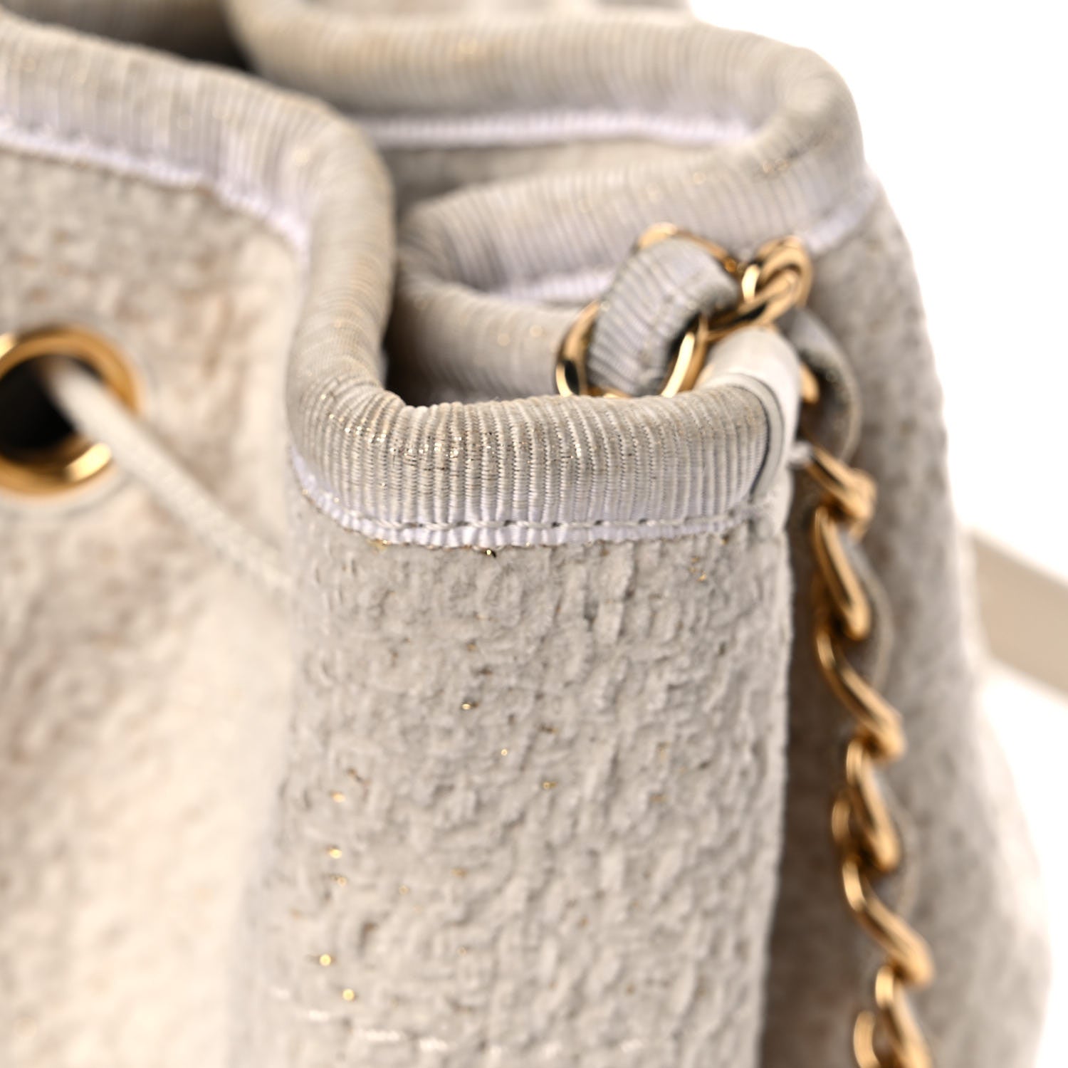 Chanel Lurex Boucle Deauville Drawstring Bag Ivory 11 of 12