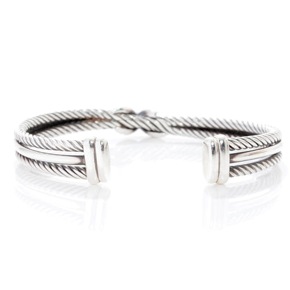 David Yurman Sterling Silver Diamond Crossover X Cuff 3 of 7