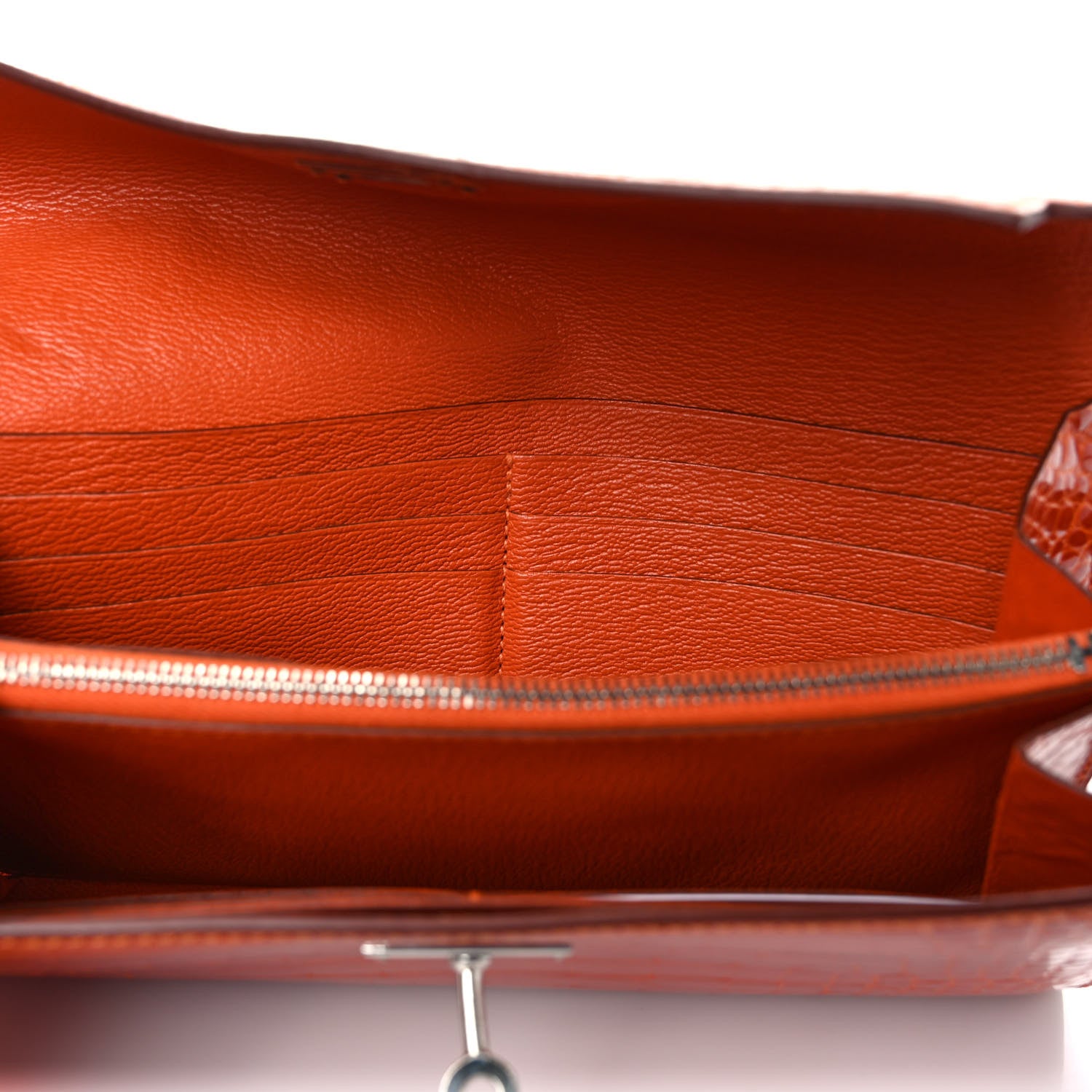 Hermes Matte Alligator Kelly Longue Wallet Orange 9 of 10